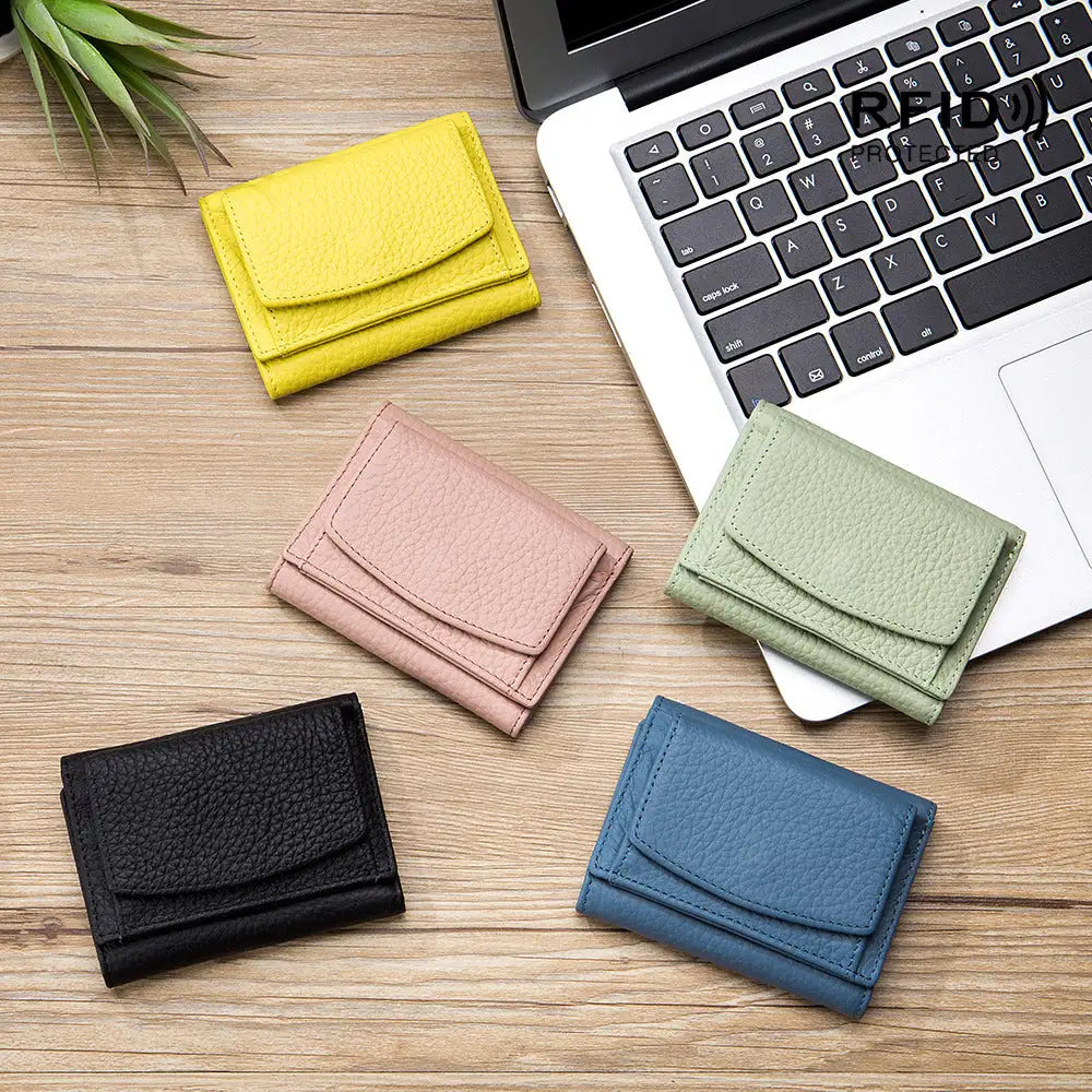 Leather Mini Short Wallet For Women