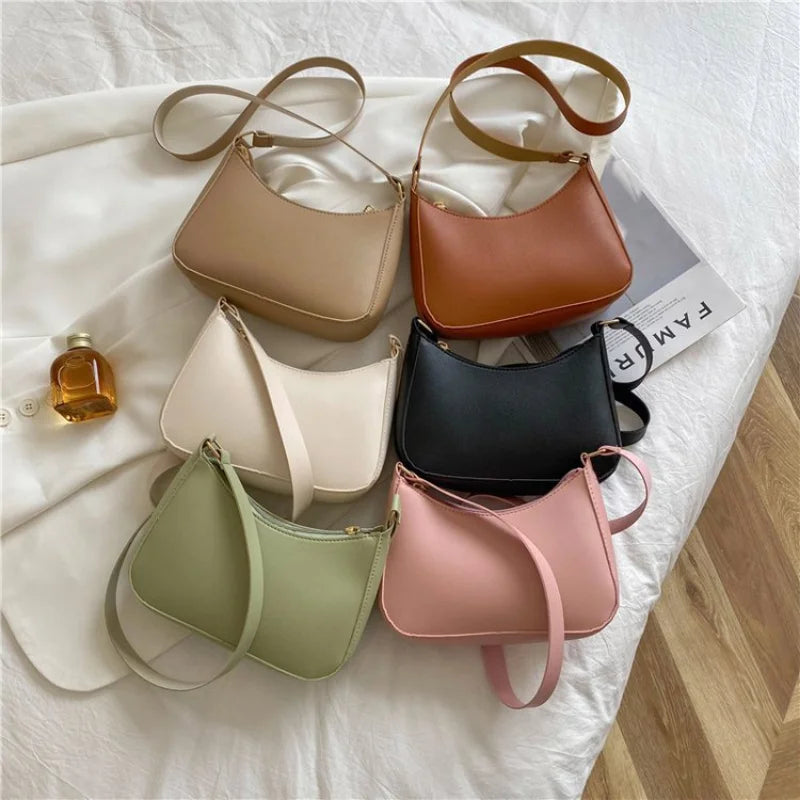 Retro Solid Color PU Leather Shoulder