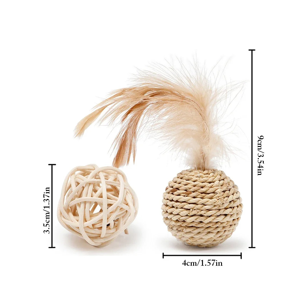 2pcs Cat Toy Pet Rattan Ball