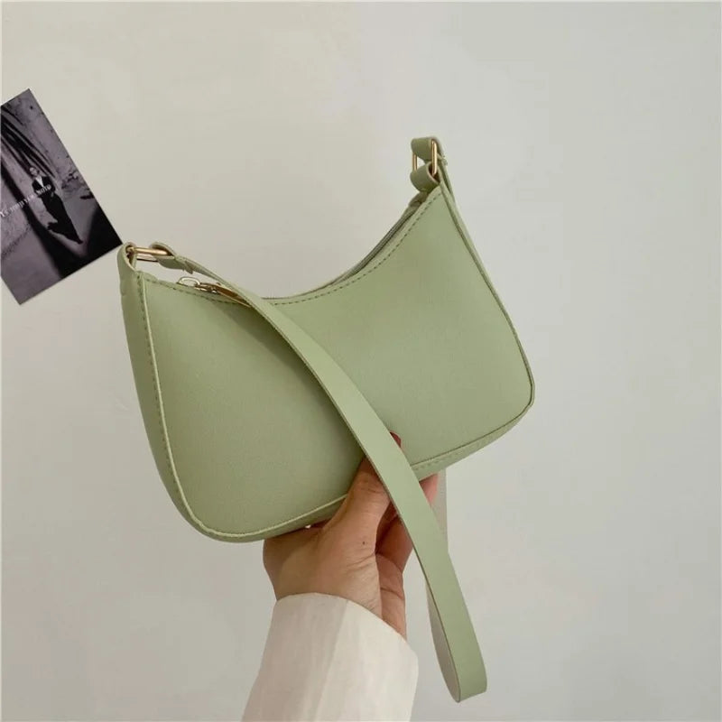 Retro Solid Color PU Leather Shoulder