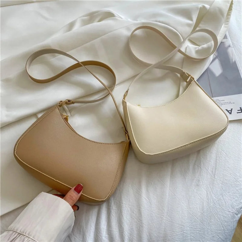 Retro Solid Color PU Leather Shoulder