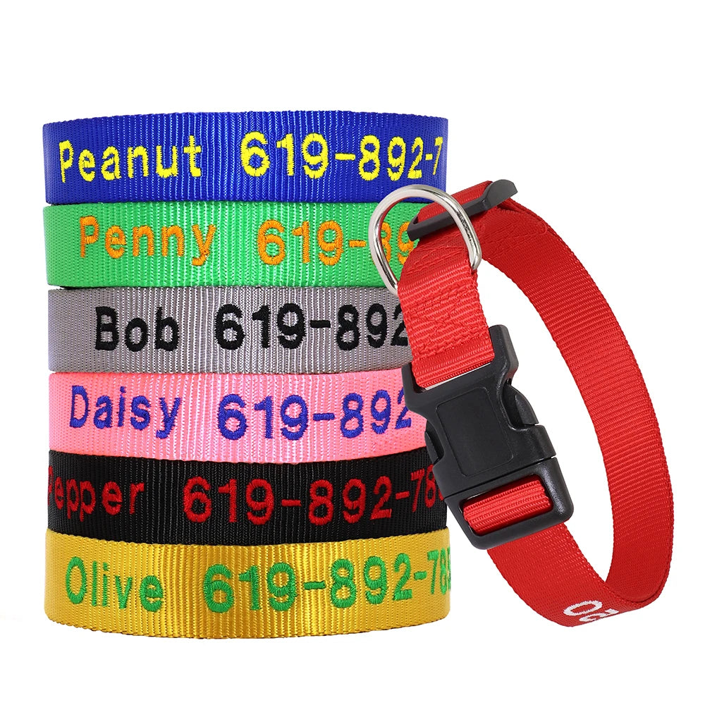 Adjustable Nylon Dog Collar Custom ID Name