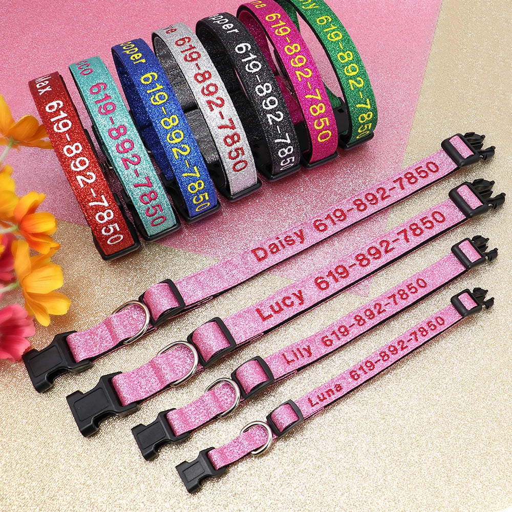 Adjustable Nylon Dog Collar Custom ID Name