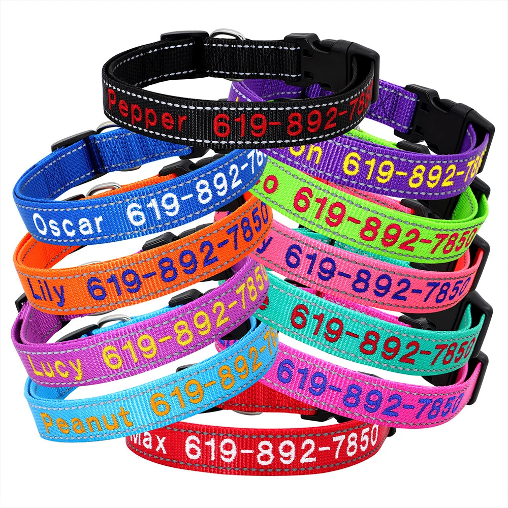 Adjustable Nylon Dog Collar Custom ID Name