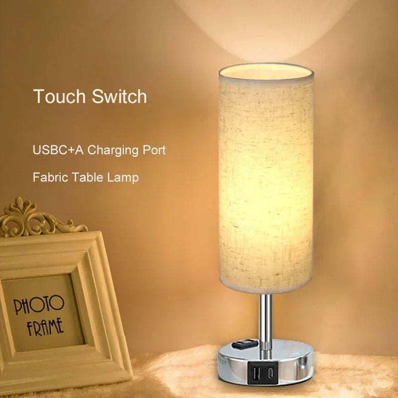 Nordic Fabric Table Lamp USBC