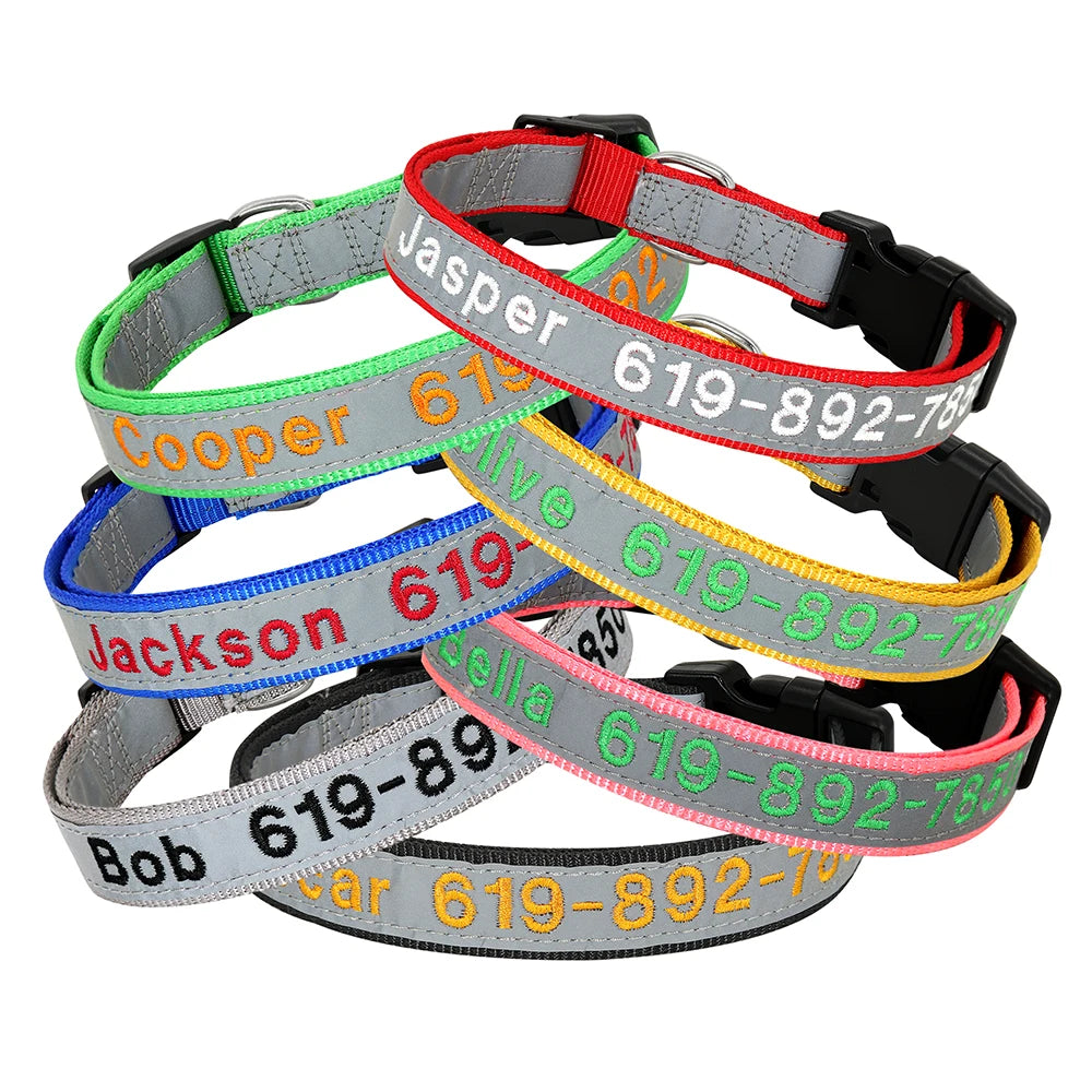 Adjustable Nylon Dog Collar Custom ID Name