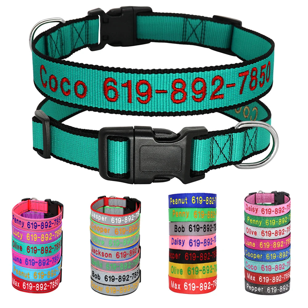 Adjustable Nylon Dog Collar Custom ID Name