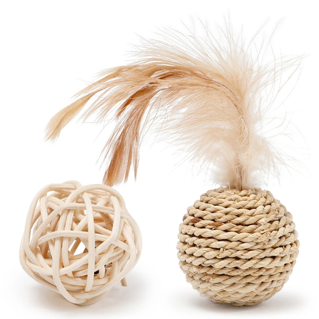 2pcs Cat Toy Pet Rattan Ball