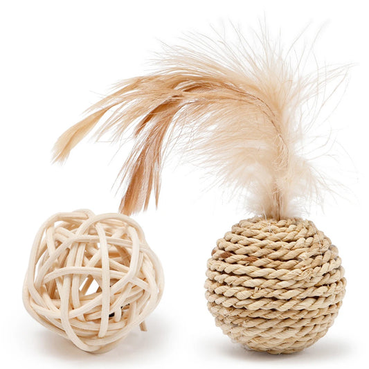 2pcs Cat Toy Pet Rattan Ball