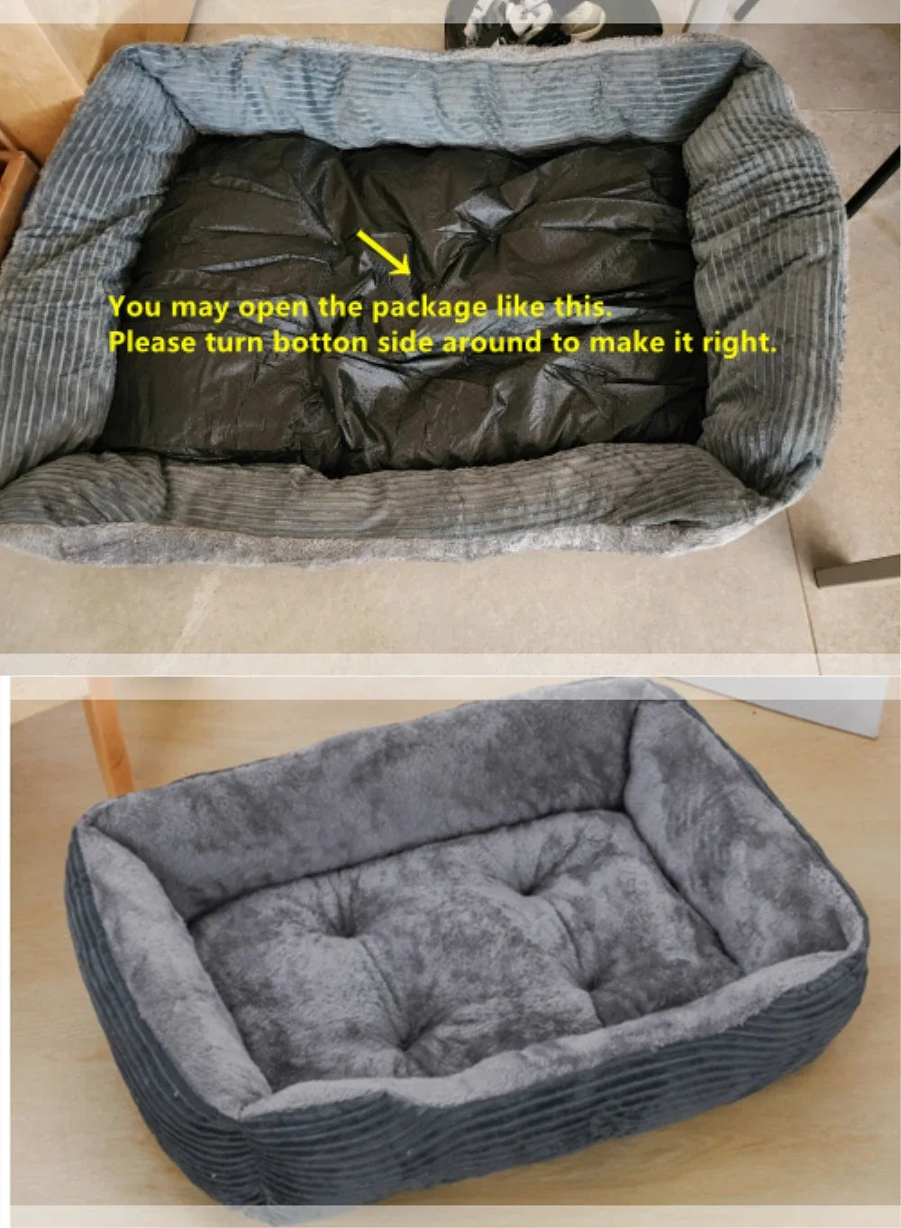 Bed for Dog Cat Pet Square Plush Kennel