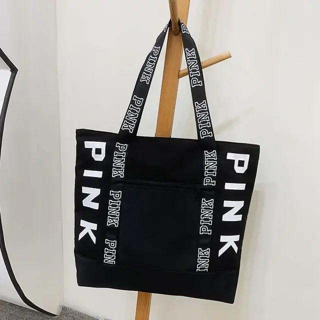 Pink Letter Graphic Tote Casual Chic