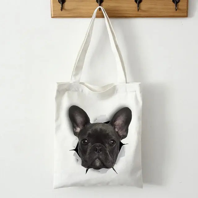 French Bulldog Print Canvas Tote Bag